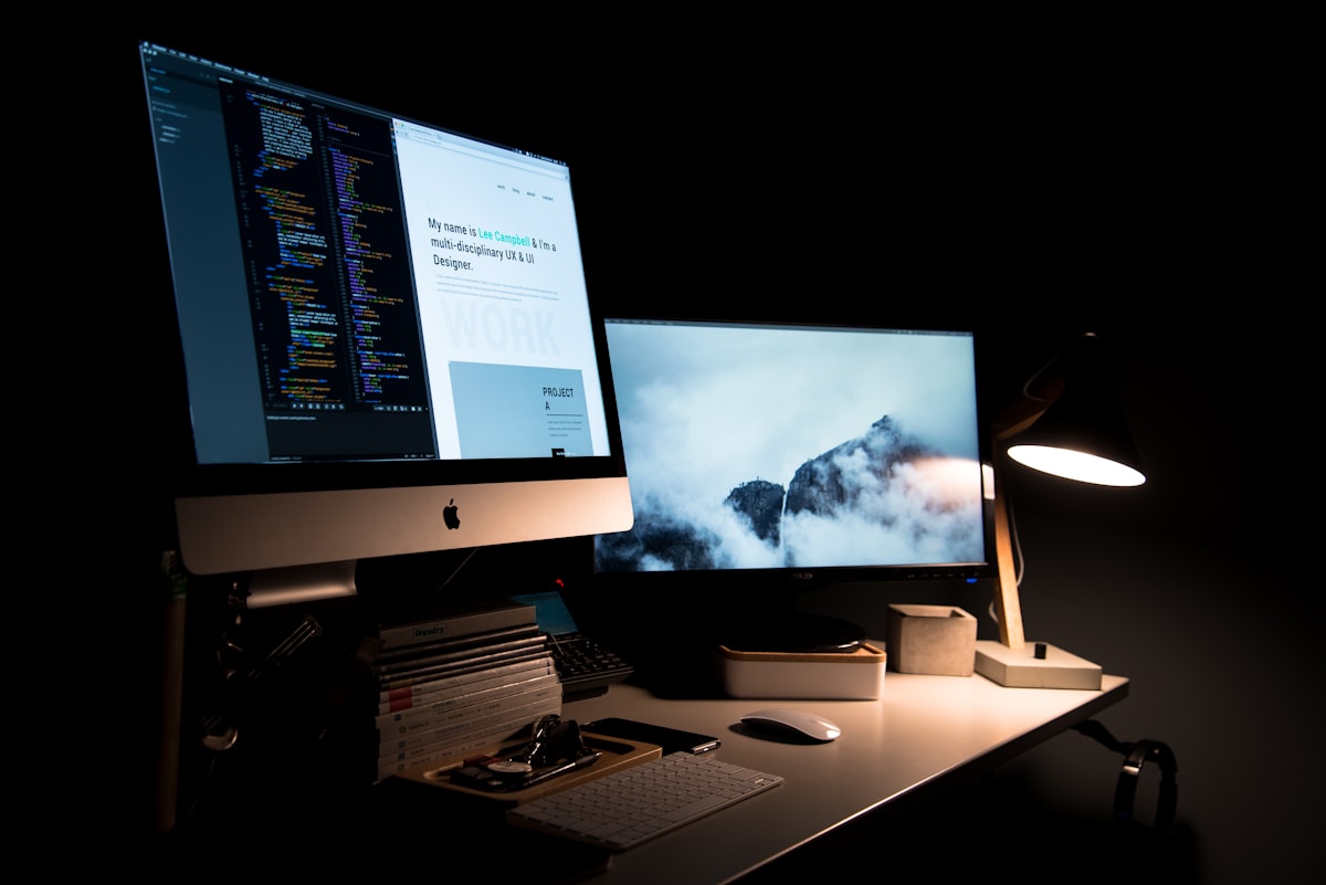 Computer displaying a web design project